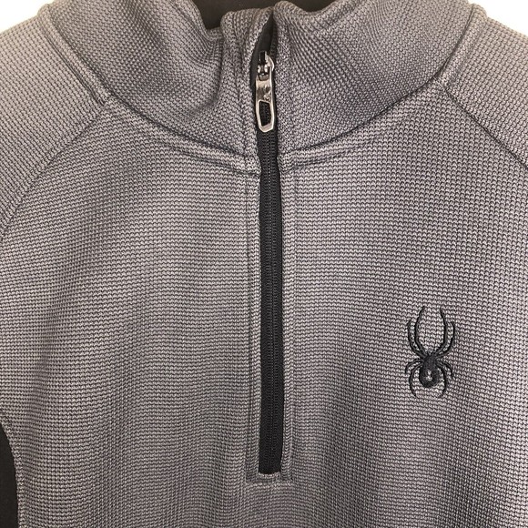 Spyder Men's Size M 1/4 Zip Sweatshirt Sweater Grey/Black Fleece Lined - Picture 3 of 9